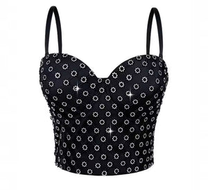 Women Sleeveless Rhinestone Fashion Bra Tank Top