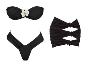 Women Strapless Floral Bikini Cover Up Set