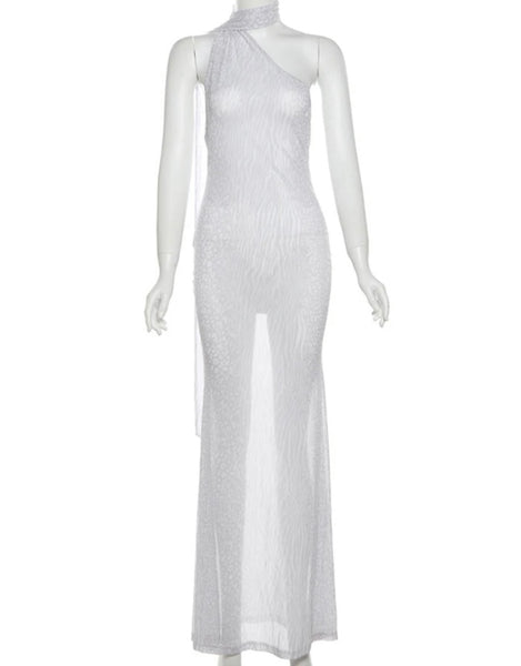 Women Sexy Sleeveless Printed Open Back Maxi Dress