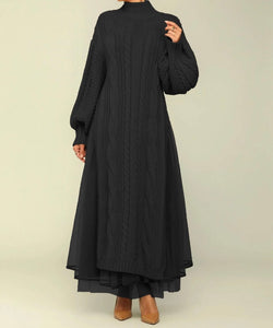 Women Fashion Full Sleeve Turtleneck Sweater Maxi Dress