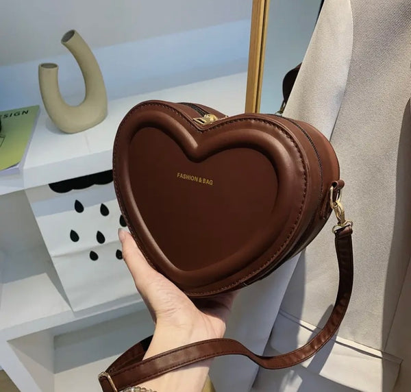 Women Fashion Heart Shaped Faux Leather Handbag Purse