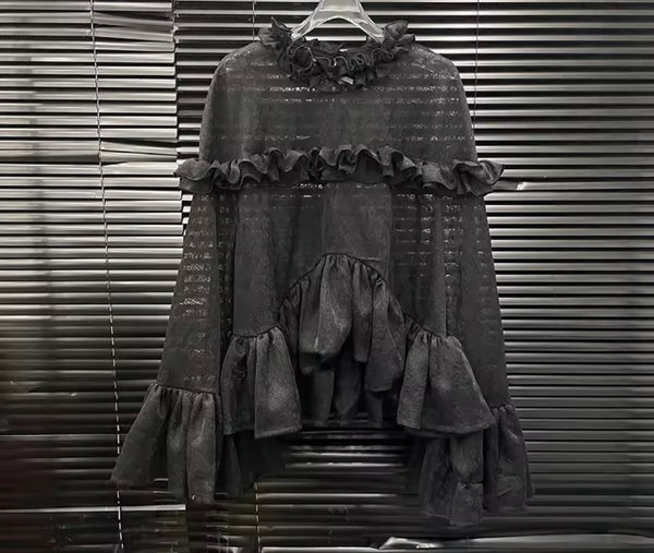 Women Ruffled Lace Full Sleeve Two Piece Short Set