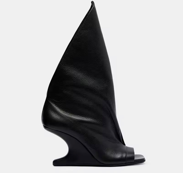 Women Fashion Open Toe Wedge Platform Ruched Boots