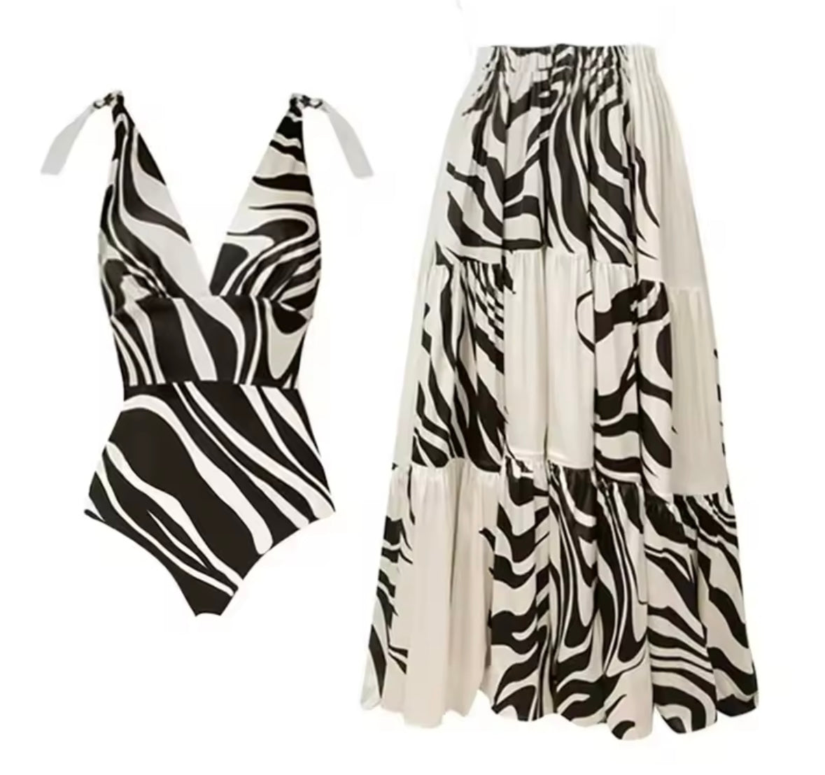 Women Sexy Printed Swimsuit Cover Up Set