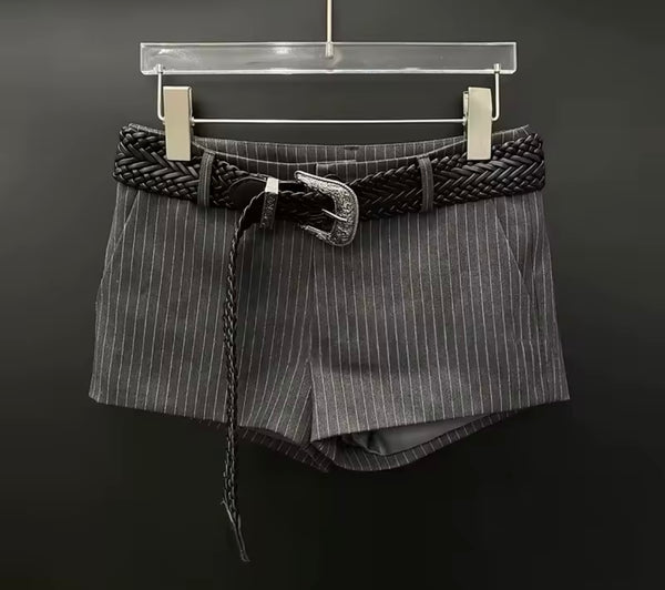 Women Fashion Pinstripes Three Piece Short Set