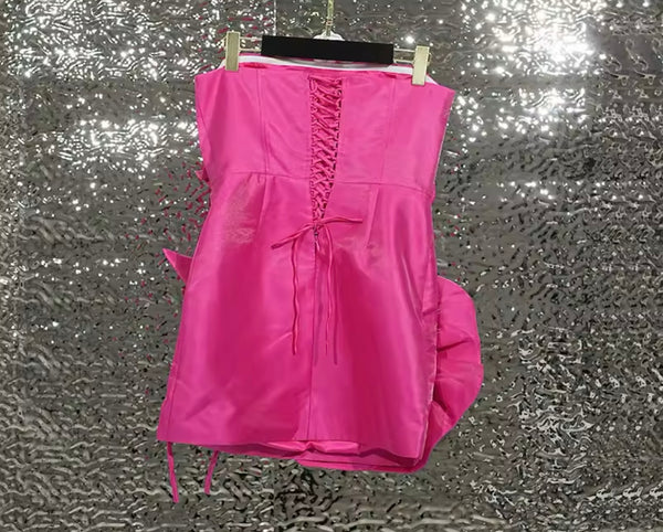 Women Sexy Strapless Flower Short Dress