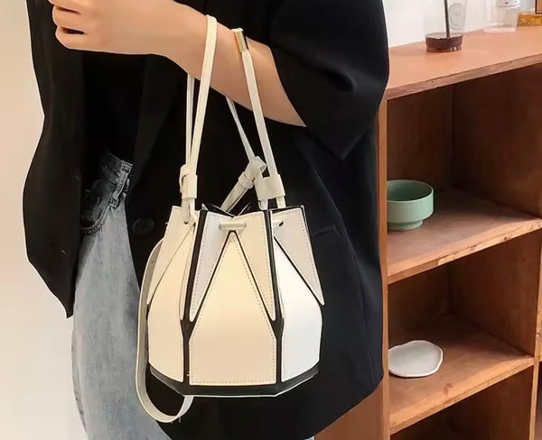 Women Fashion Faux Leather Drawstring Handbag Purse