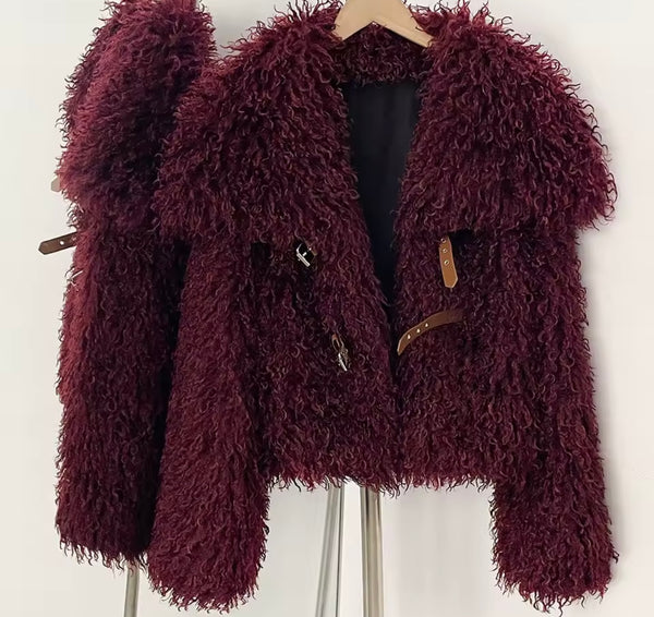Women Fashion Color Faux Fur Warm Jacket