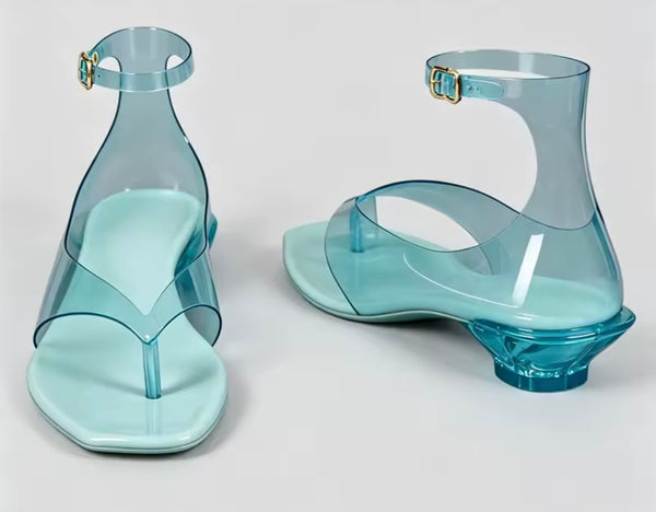 Women Fashion Color Transparent Jelly Sandals