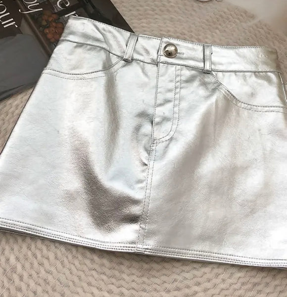 Women Faux Leather Fashion Mini Skirt