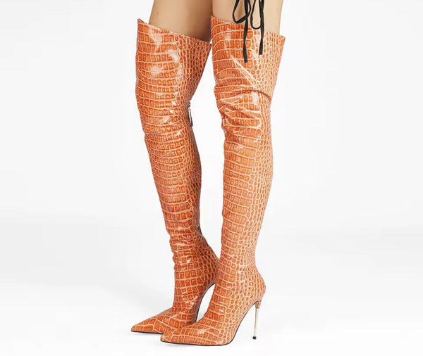 Women Fashion Color Over The Knee High Heel Boots