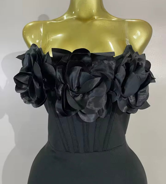 Women Sexy Floral Strapless Bandage Dress