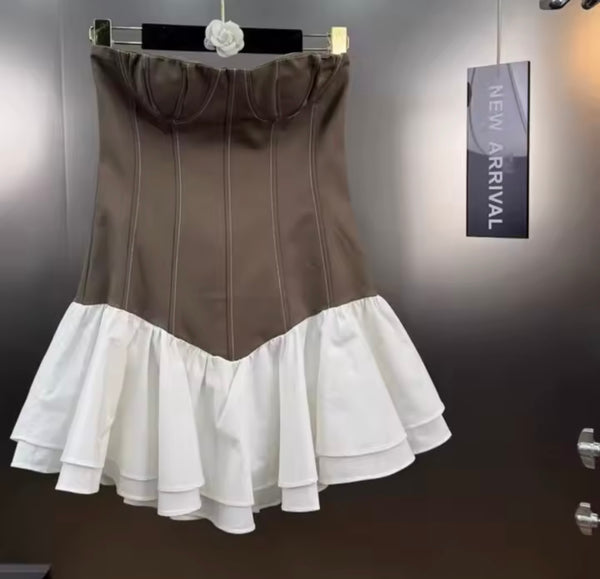 Women Sexy Fashion Ruffled Two Piece Dress