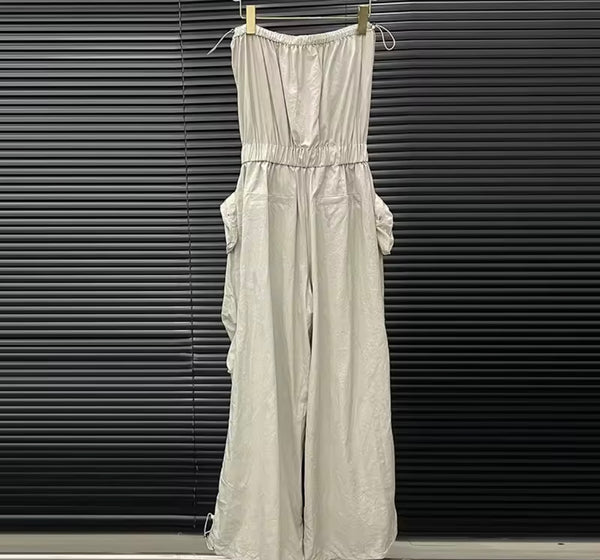 Women Fashion Strapless Cargo Jumpsuit