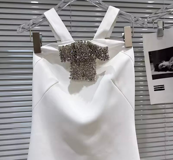 Women Bling Bow Sleeveless Criss Cross Open Back Dress