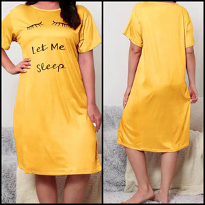 Women Yellow Letter Print Short Sleeve Nightgown