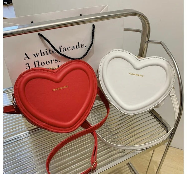 Women Fashion Heart Shaped Faux Leather Handbag Purse