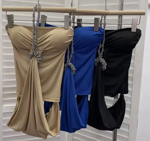 Women Metal Halter Sleeveless Color Fashion Top