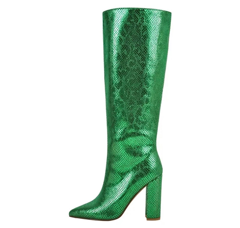 Women Fashion Square Heel Knee High Boots