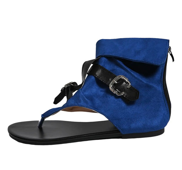 Women Fashion Suede Buckled Flat Sandals