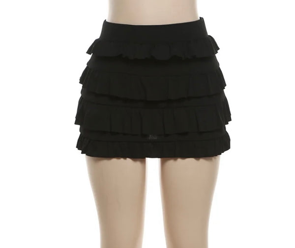 Women Sexy Fashion Solid Color Ruffled Skirt