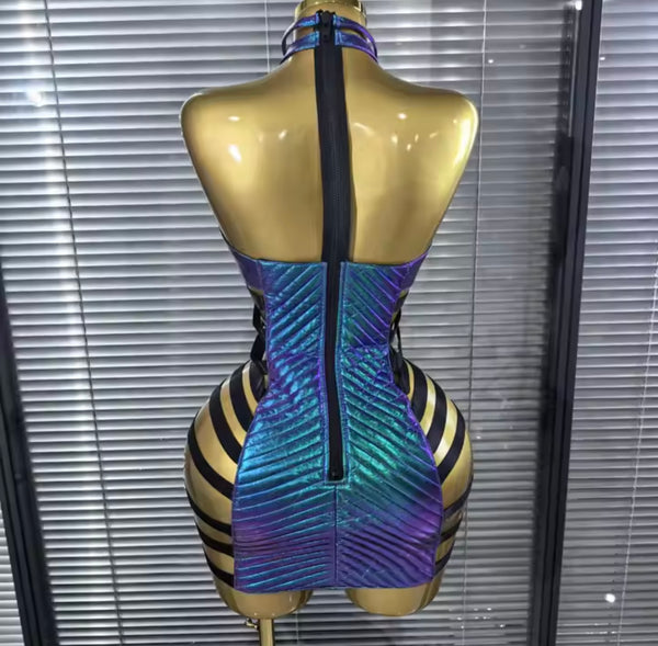 Women Sexy Halter Sleeveless Cut Out Tie Up Dress