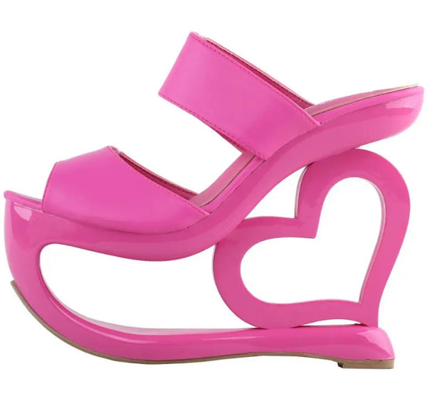 Women Pink Heart Platform Fashion Sandals