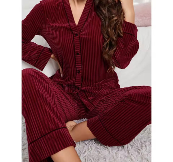 Women Fashion Button Up Lingerie Pant Set