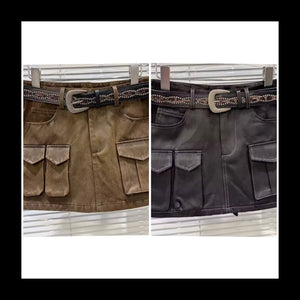 Women Fashion Belted Cargo Short Skirt