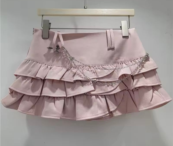 Women Sexy Fashion Color Ruffled Skirt