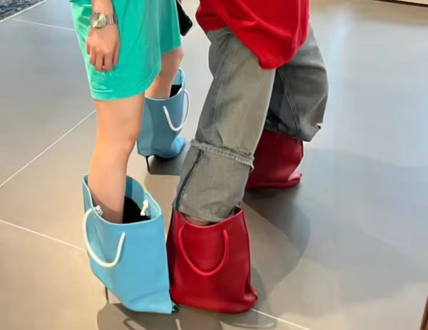 Women Color Fashion Faux Leather Bag Boots