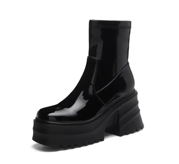 Women Fashion Ankle/Mid/Knee High Patent Leather Boots