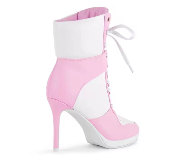 Women Fashion Pointed Toe Tie Up High Heel Ankle Boots