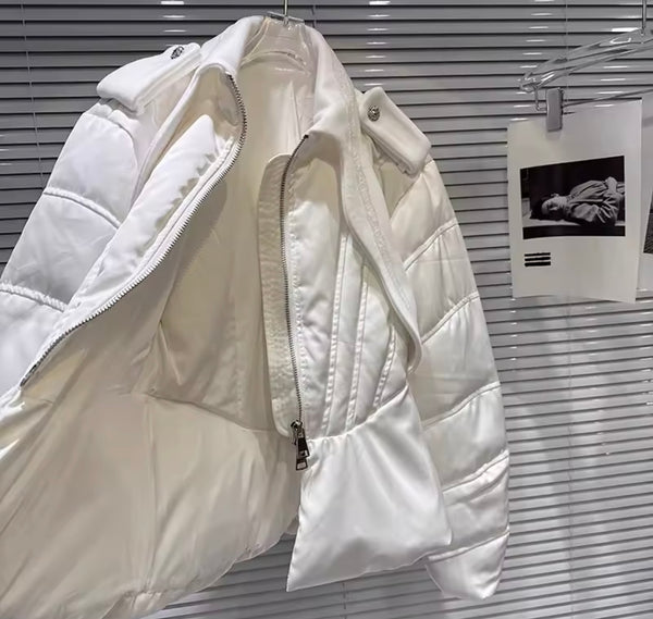 Women Fashion Zip Up Puff Warm Jacket