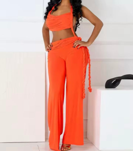 Women Sexy Sleeveless Open Back Color Jumpsuit