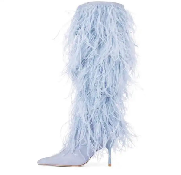 Women Fashion Suede Faux Fur Knee High Boots