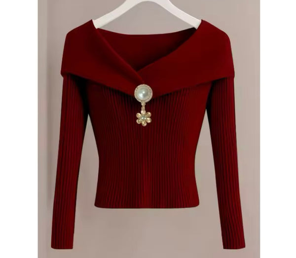 Women Fashion Ribbed Bling Full Sleeve Top