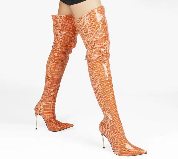 Women Fashion Color Over The Knee High Heel Boots