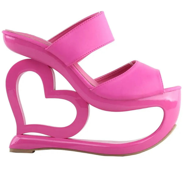 Women Pink Heart Platform Fashion Sandals