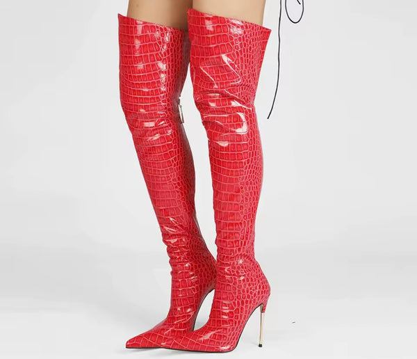 Women Fashion Color Over The Knee High Heel Boots