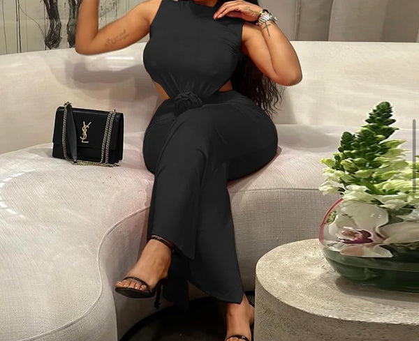 Women Sexy Sleeveless Cut Out 3D Rose Maxi Dress