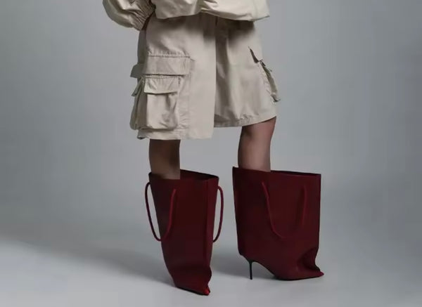 Women Color Fashion Faux Leather Bag Boots