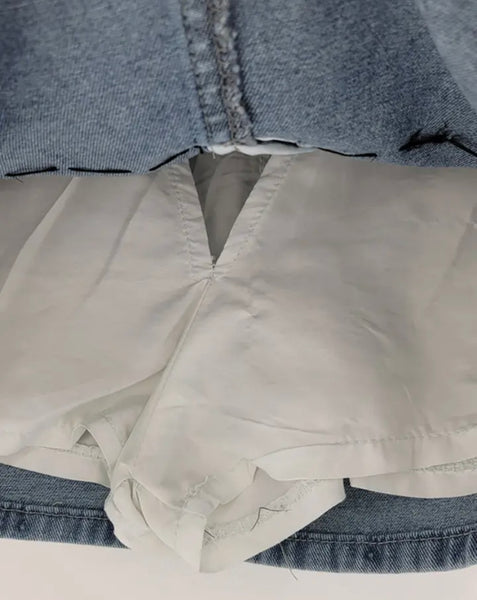 Women Fashion Feather Patchwork Denim Skirt