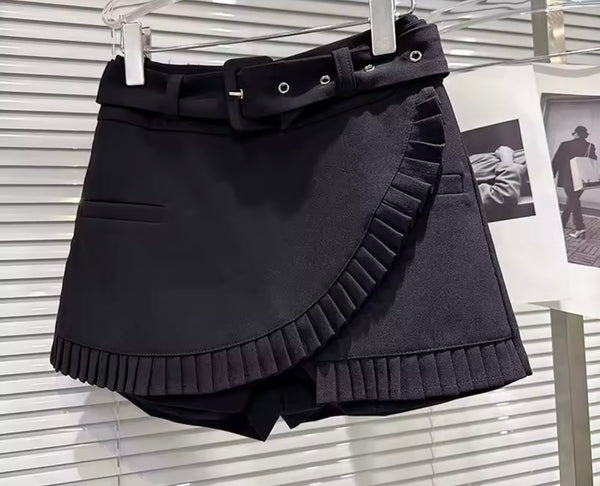 Women Button Up Ribbon Short Sleeve Two Piece Wrap Short Set
