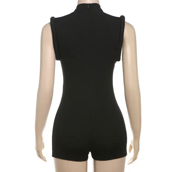 Women Black Sleeveless Sexy Fashion Romper