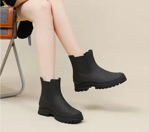 Women Fashion Color Ankle Rain Boots
