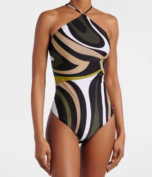 Women Sexy Fashion Multicolored Striped Swimsuit