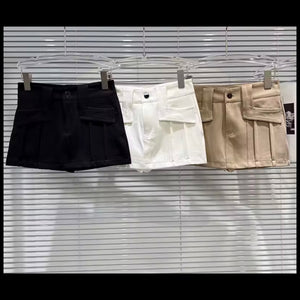 Women Color Sexy Fashion Pocket Short Skirt