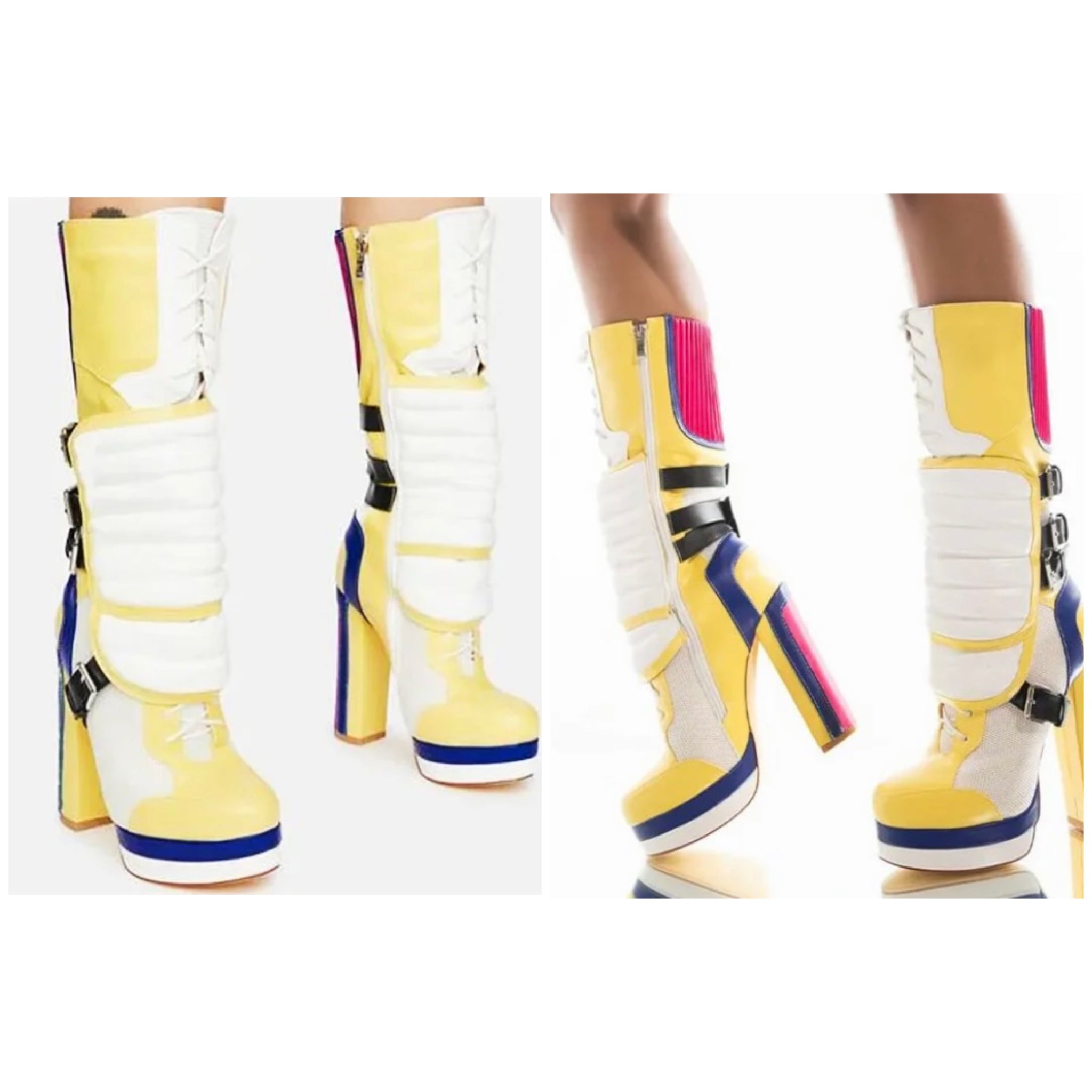 Women Fashion Multicolored Platform Knee High Boots