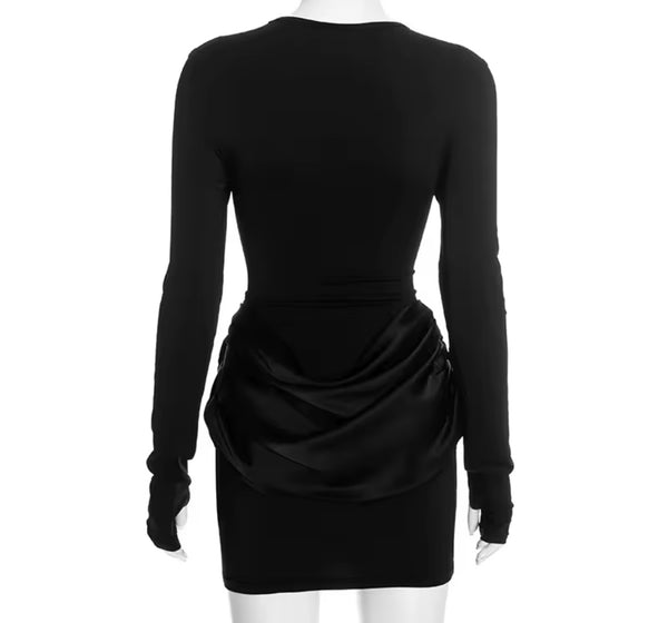 Women Sexy Full Sleeve Draped Wrap Around Dress